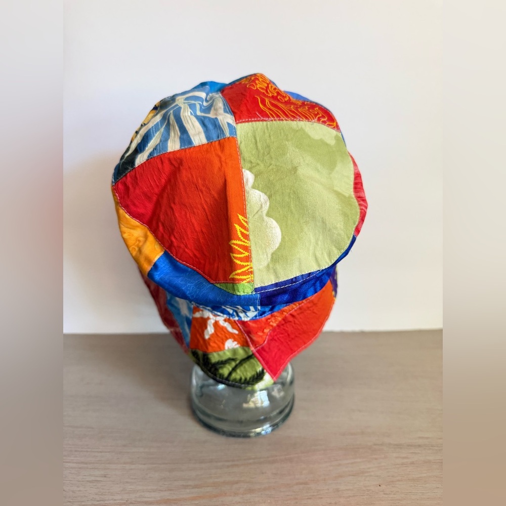 Y2K Rima Patchwork Surf Bucket Hat Tropical Beach Sun Print Terivoile 90s Surfer - Picture 2 of 7
